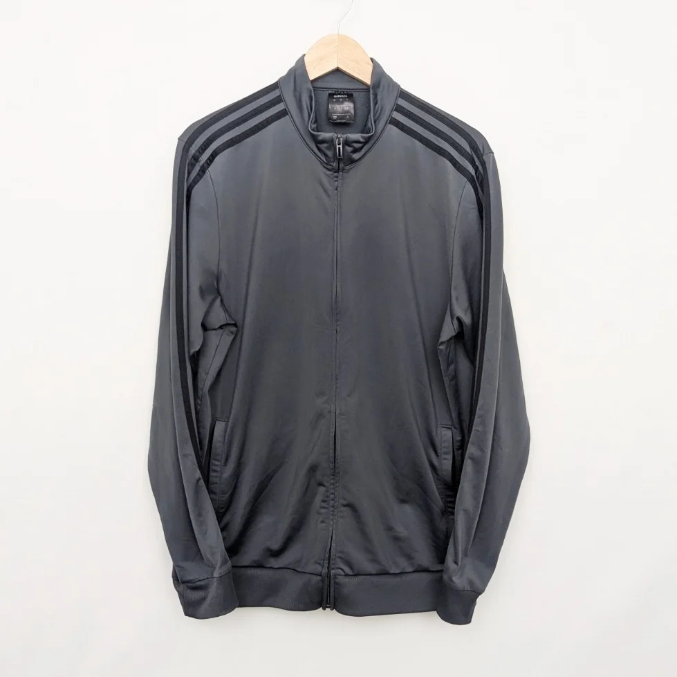 Adidas 3 Stripe Track Jacket - Grey - Men's Size Large
