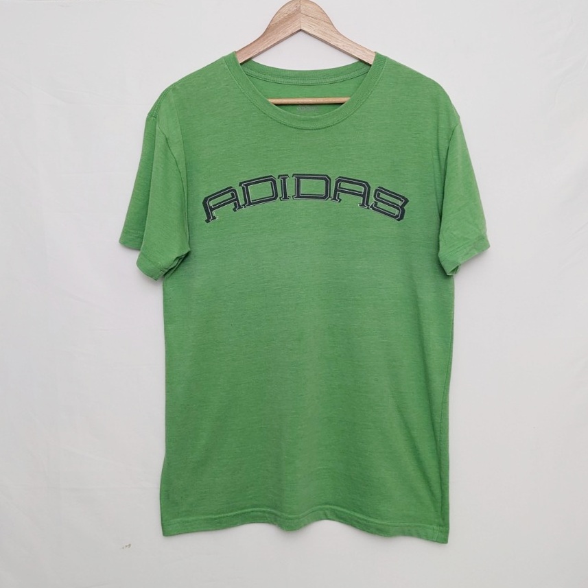 Adidas Green T Shirt - Mens Small - Arch Logo - Short Sleeve Tee