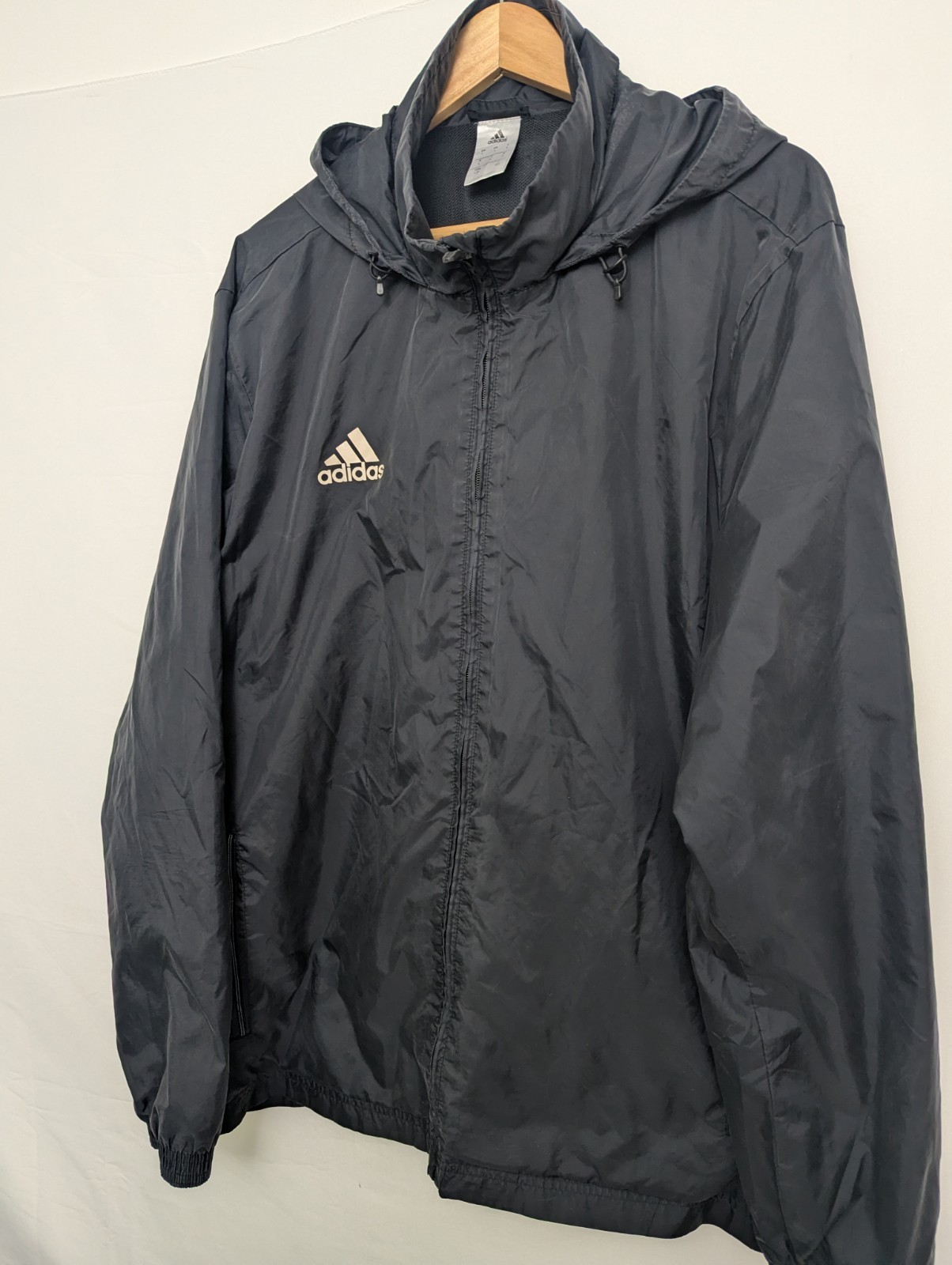 Adidas Men’s Black Hooded Windbreaker Jacket – Size Large – Full Zip