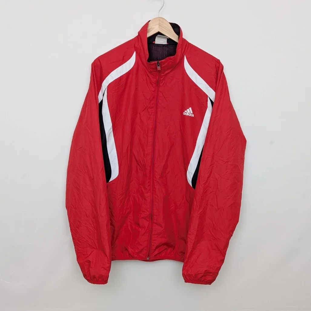 Adidas Mens Red Zip Jacket - Size Xl - Lightweight Sports Track Jacket