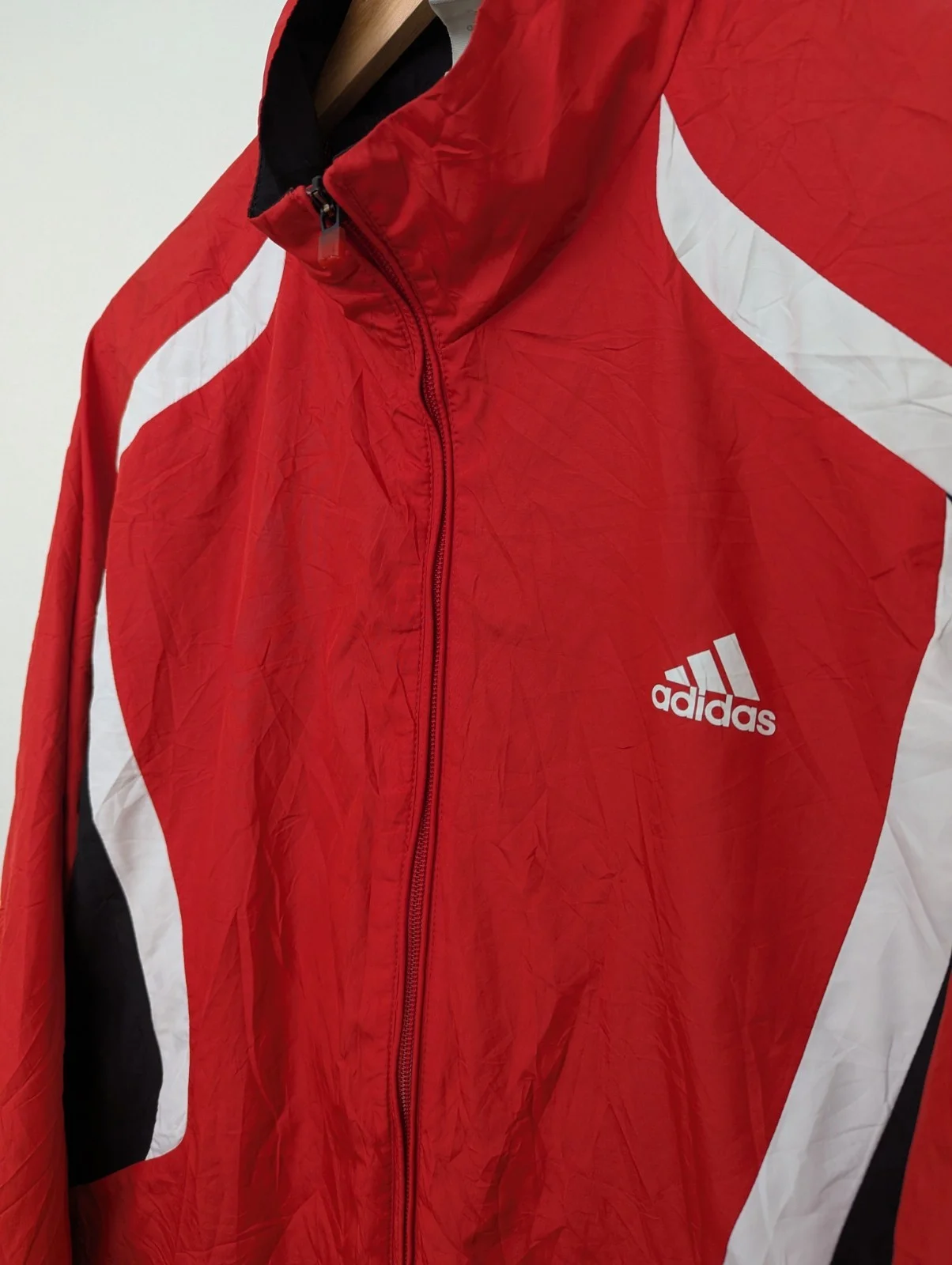 Adidas Mens Red Zip Jacket - Size Xl - Lightweight Sports Track Jacket