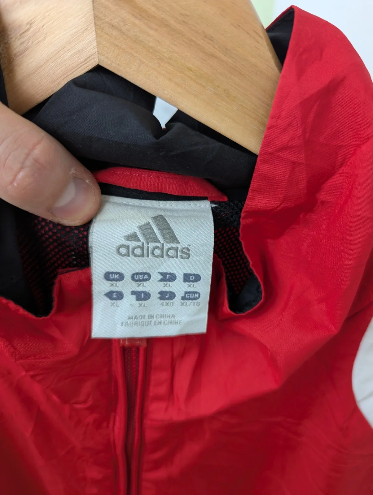 Adidas Mens Red Zip Jacket - Size Xl - Lightweight Sports Track Jacket