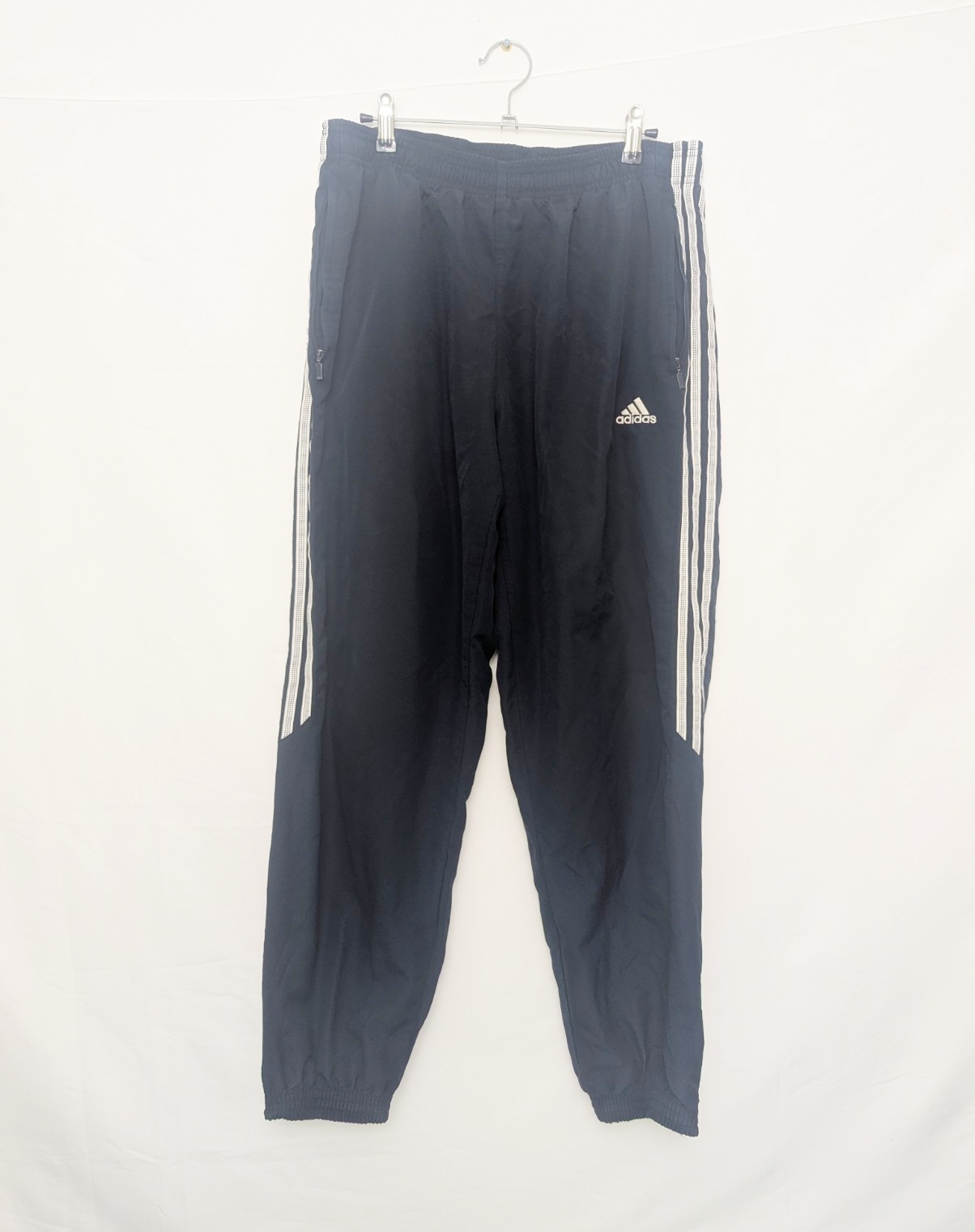 Adidas Navy 3-stripe Track Pants Medium Mesh Stripe Joggers Mid-2010s