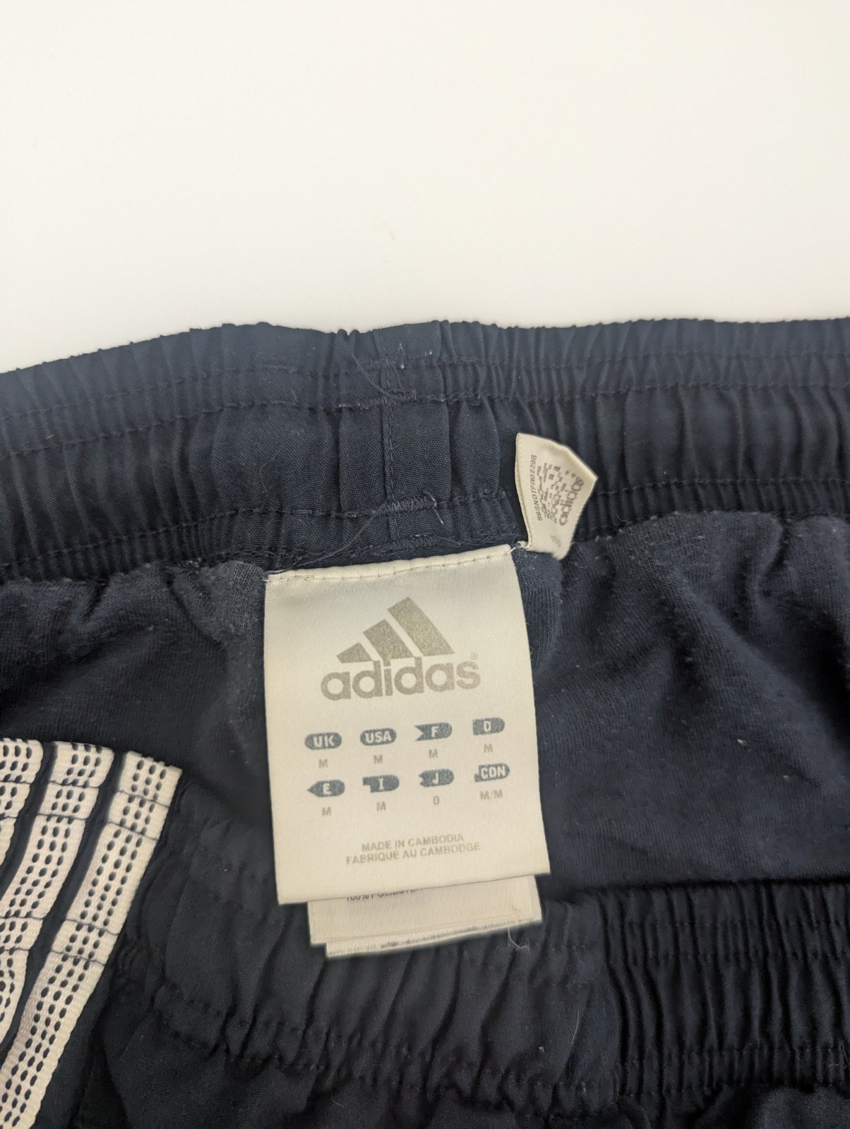 Adidas Navy 3-stripe Track Pants Medium Mesh Stripe Joggers Mid-2010s