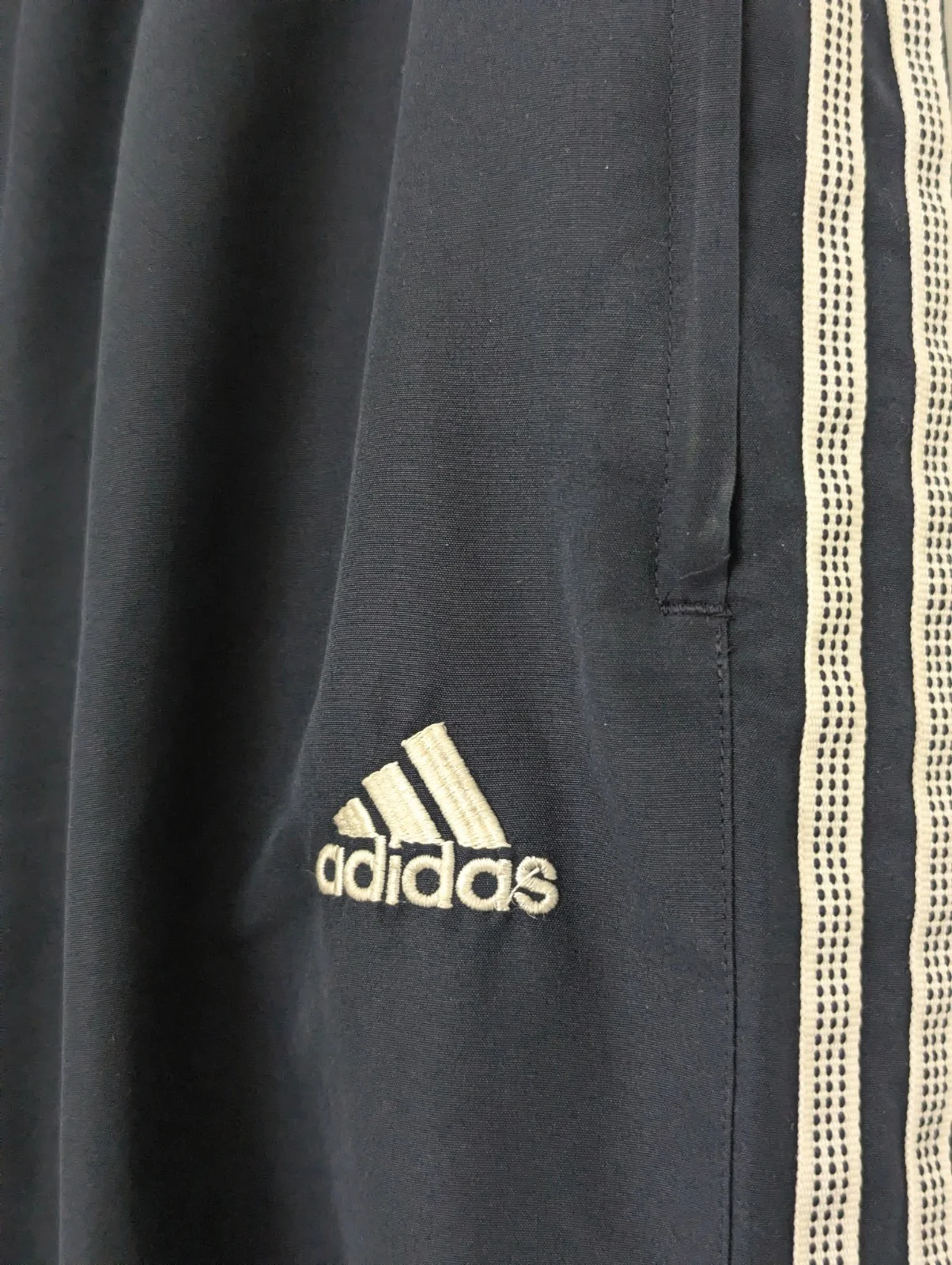Adidas Navy Track Pants - 3 Stripe - Size M