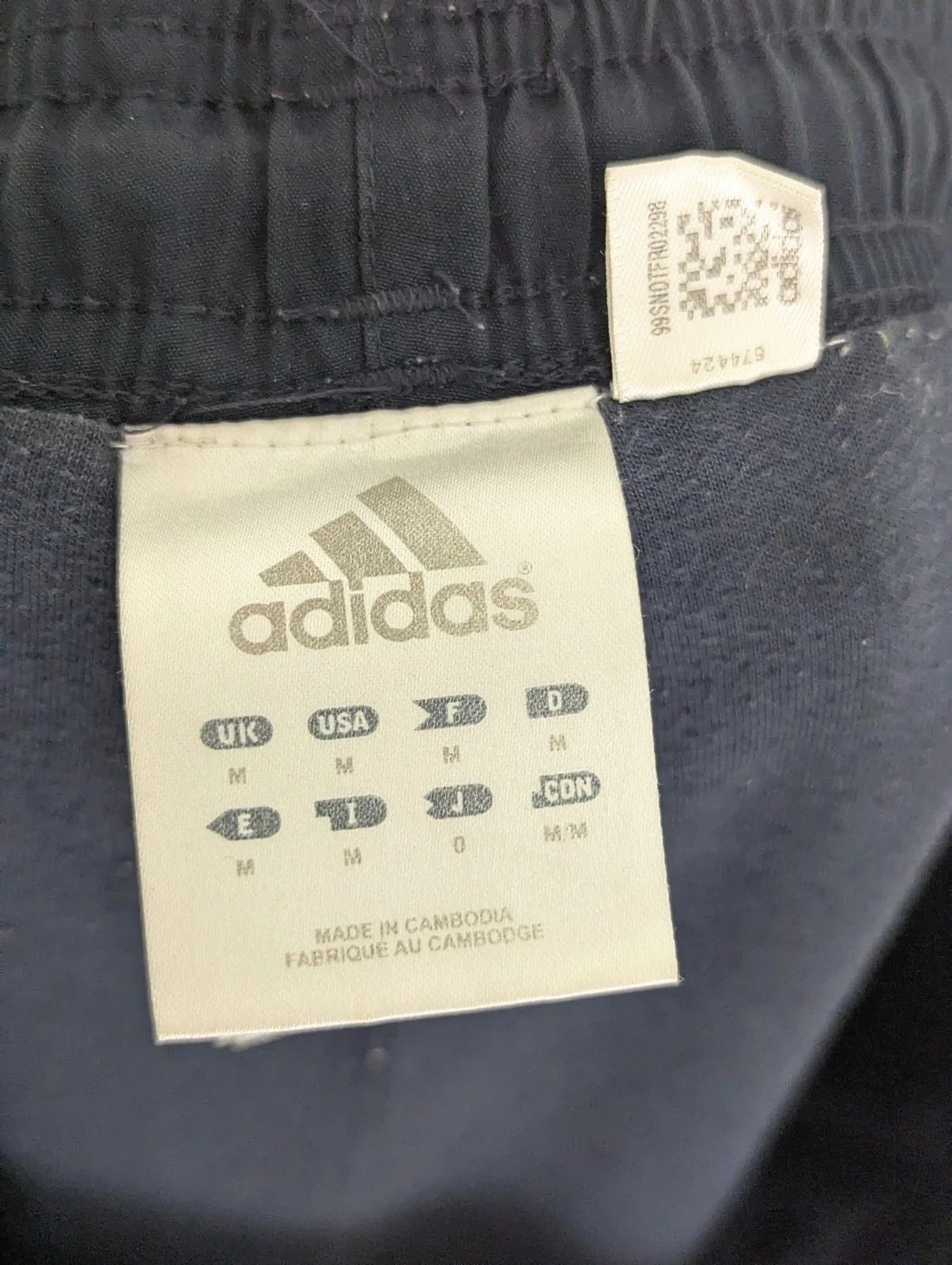 Adidas Navy Track Pants - 3 Stripe - Size M