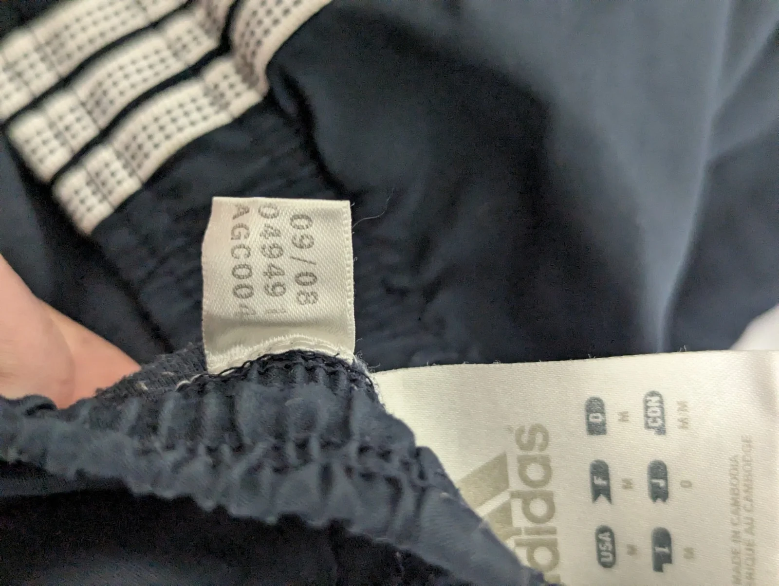 Adidas Navy Track Pants - 3 Stripe - Size M