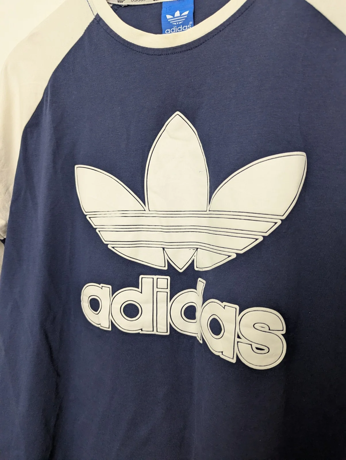 Adidas Originals Trefoil T-shirt - Men’s Medium - Navy/white - Raglan