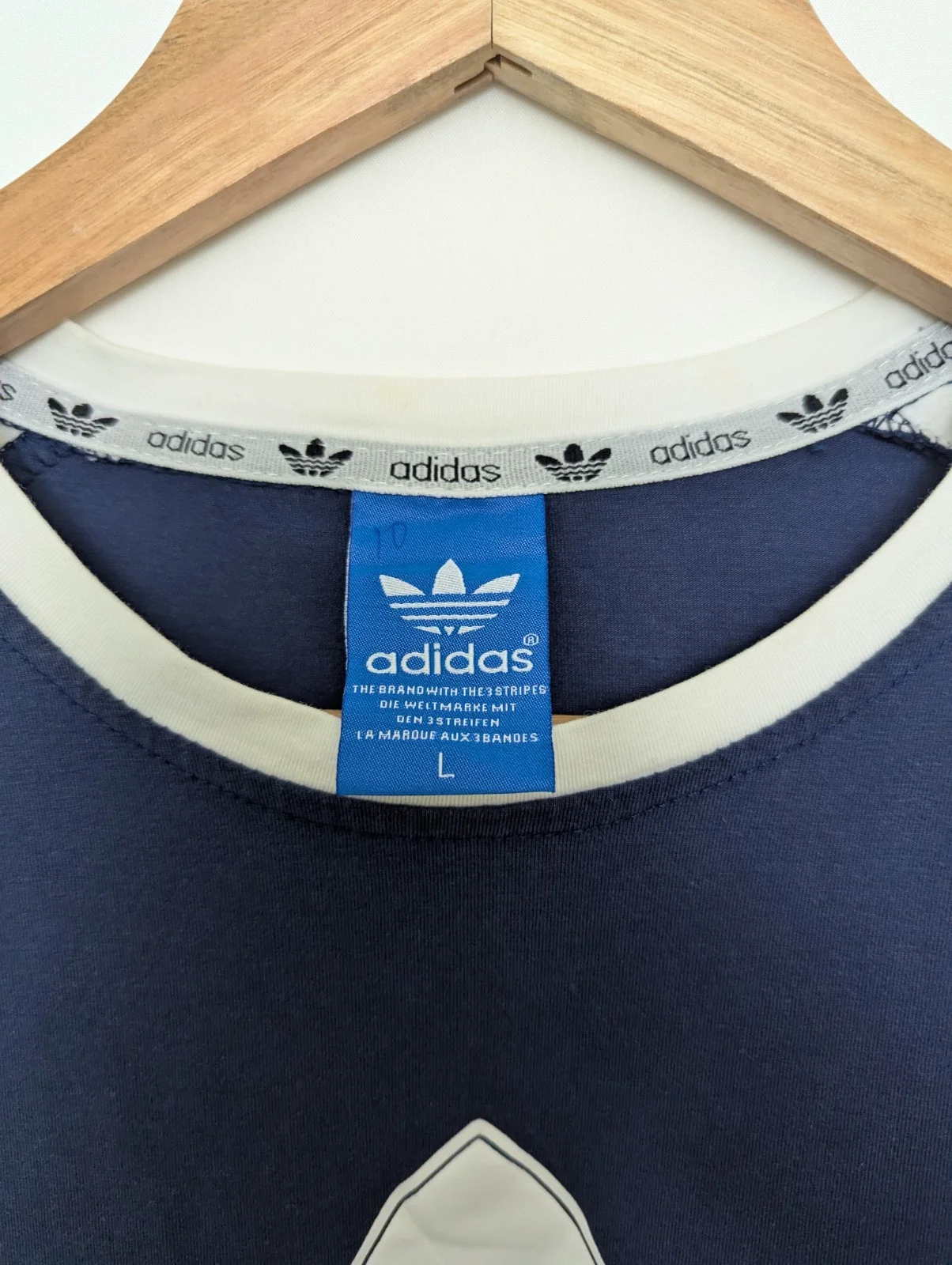 Adidas Originals Trefoil T-shirt - Men’s Medium - Navy/white - Raglan