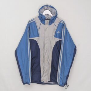 Adidas Vintage Blue Windbreaker Jacket - 3 Stripe - Size L