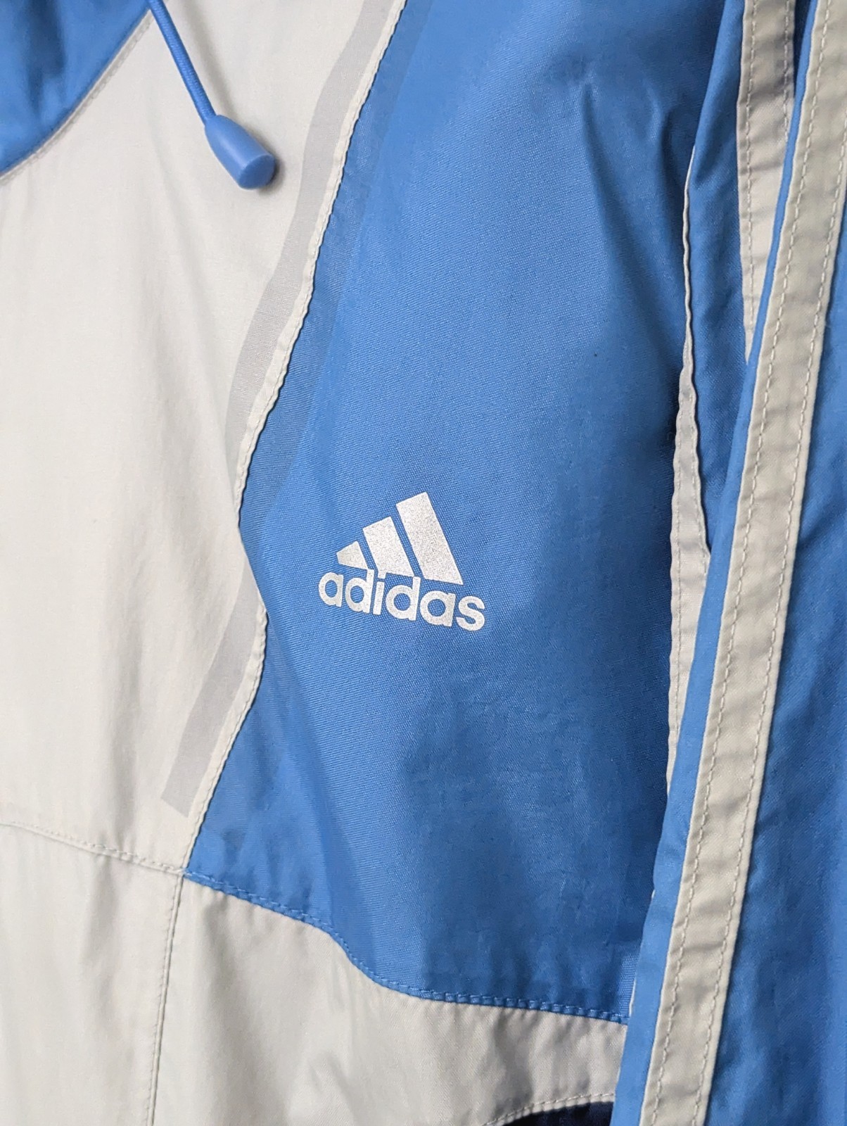 Adidas Vintage Blue Windbreaker Jacket - 3 Stripe - Size L