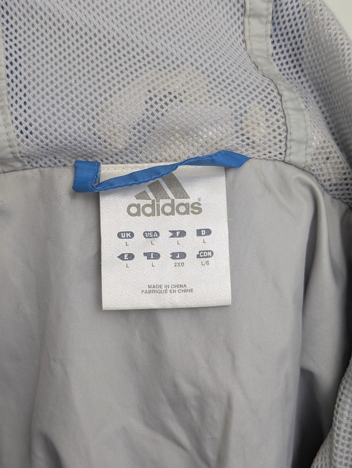 Adidas Vintage Blue Windbreaker Jacket - 3 Stripe - Size L