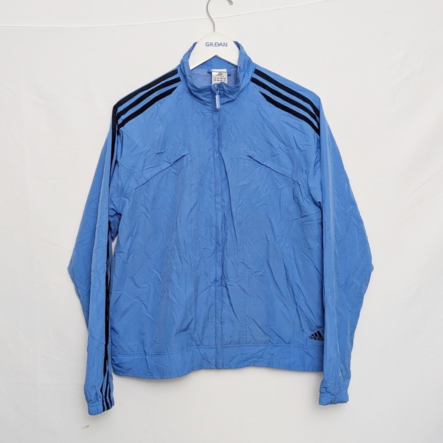 Adidas Women’s Windbreaker Jacket – Size L – Blue – 3-stripes – Ripstop