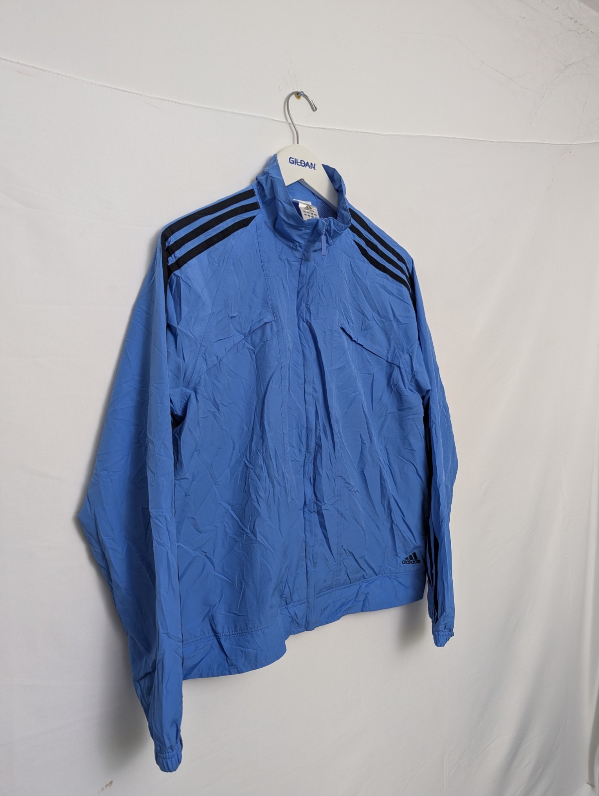 Adidas Women’s Windbreaker Jacket – Size L – Blue – 3-stripes – Ripstop
