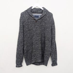 Angelo Litrico Grey Shawl Collar Knit Jumper - Size Xl