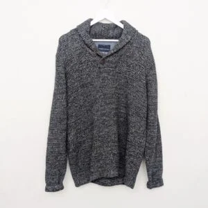 Angelo Litrico Grey Shawl Collar Knit Jumper - Size Xl