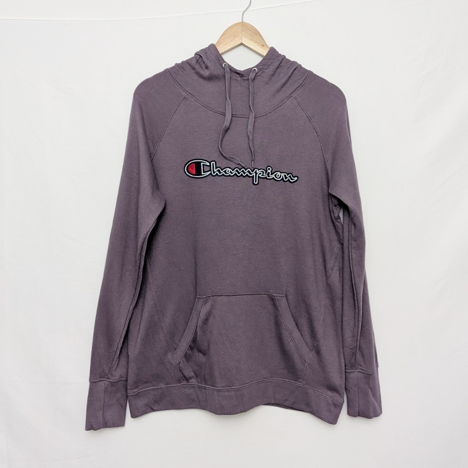 Champion Hoodie - Men’s Large - Purple - Script Logo Pullover