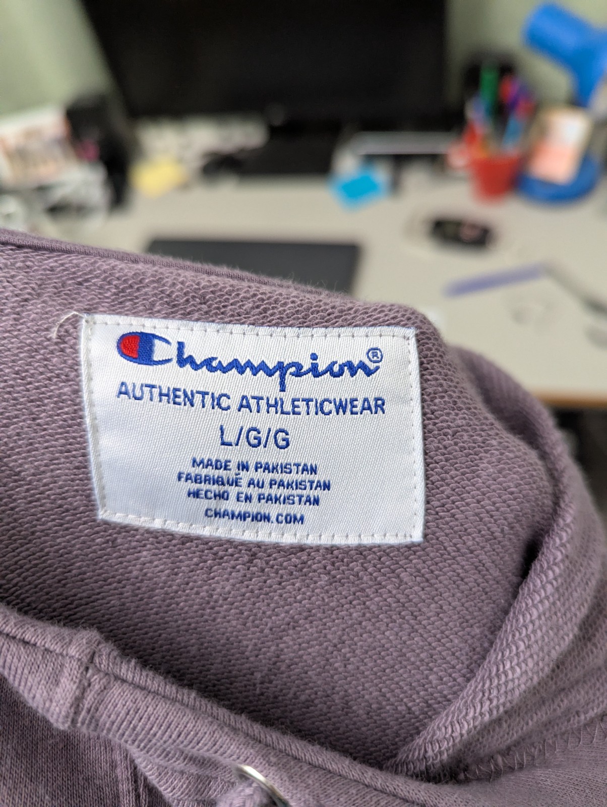 Champion Hoodie - Men’s Large - Purple - Script Logo Pullover