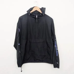Champion Logo Windbreaker Jacket - Black - Size Medium