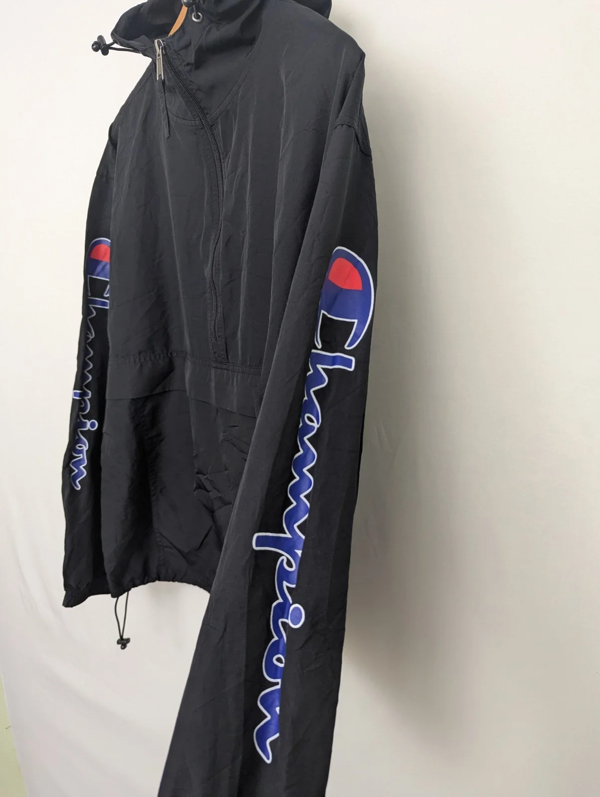 Champion Logo Windbreaker Jacket - Black - Size Medium