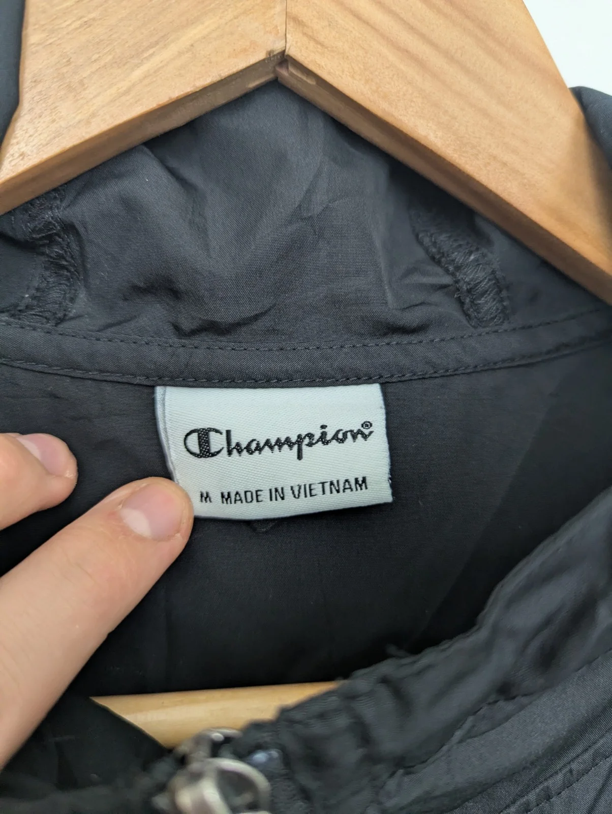 Champion Logo Windbreaker Jacket - Black - Size Medium