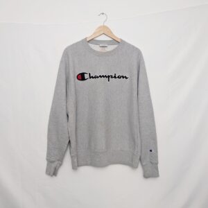 Champion Reverse Weave Script Logo Sweatshirt – Grey – Size Large