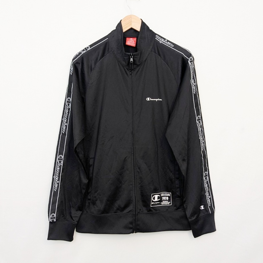 Champion Track Jacket - Size Large - Black - Full Zip - Tape Sleeves