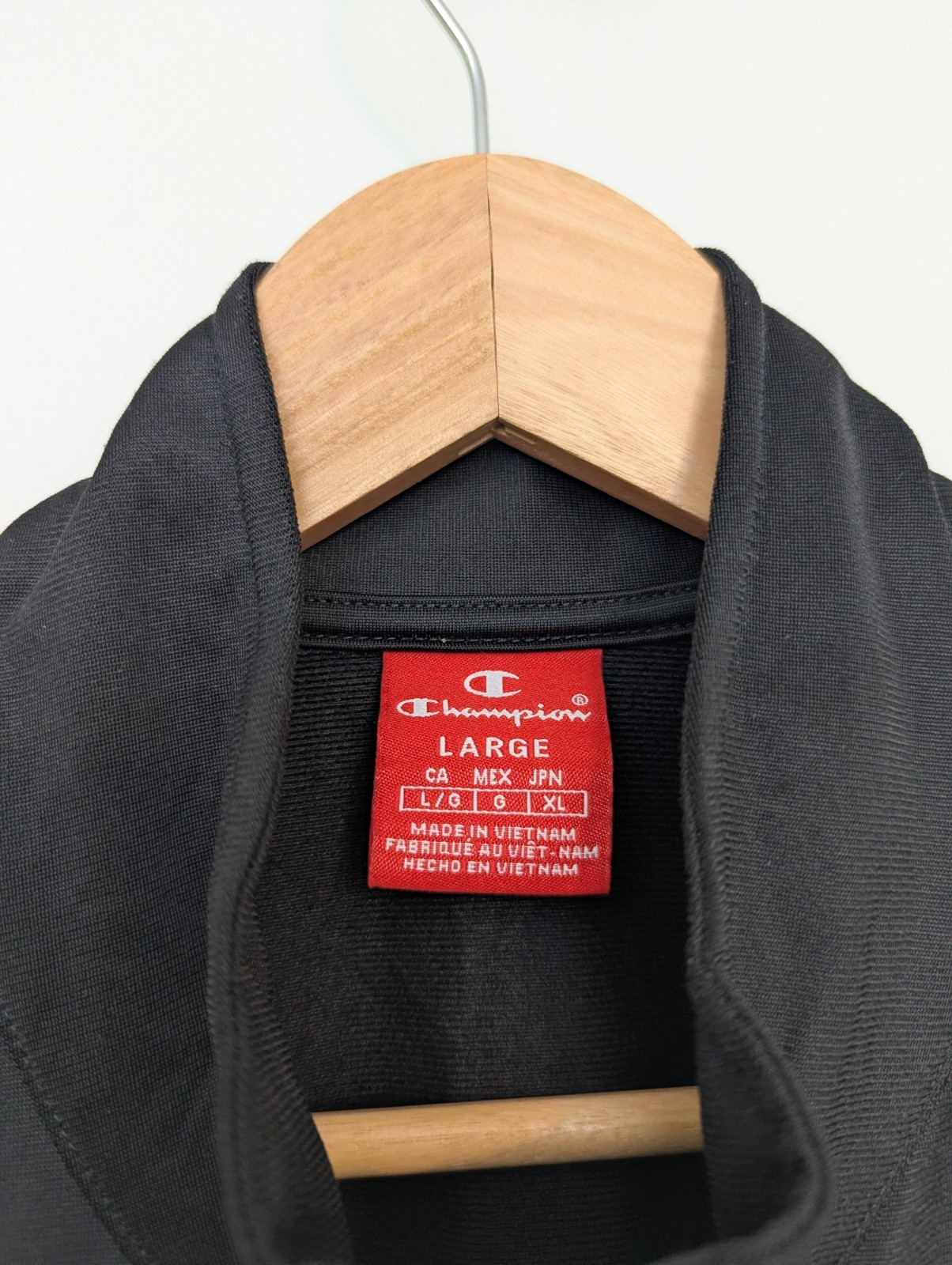 Champion Track Jacket - Size Large - Black - Full Zip - Tape Sleeves