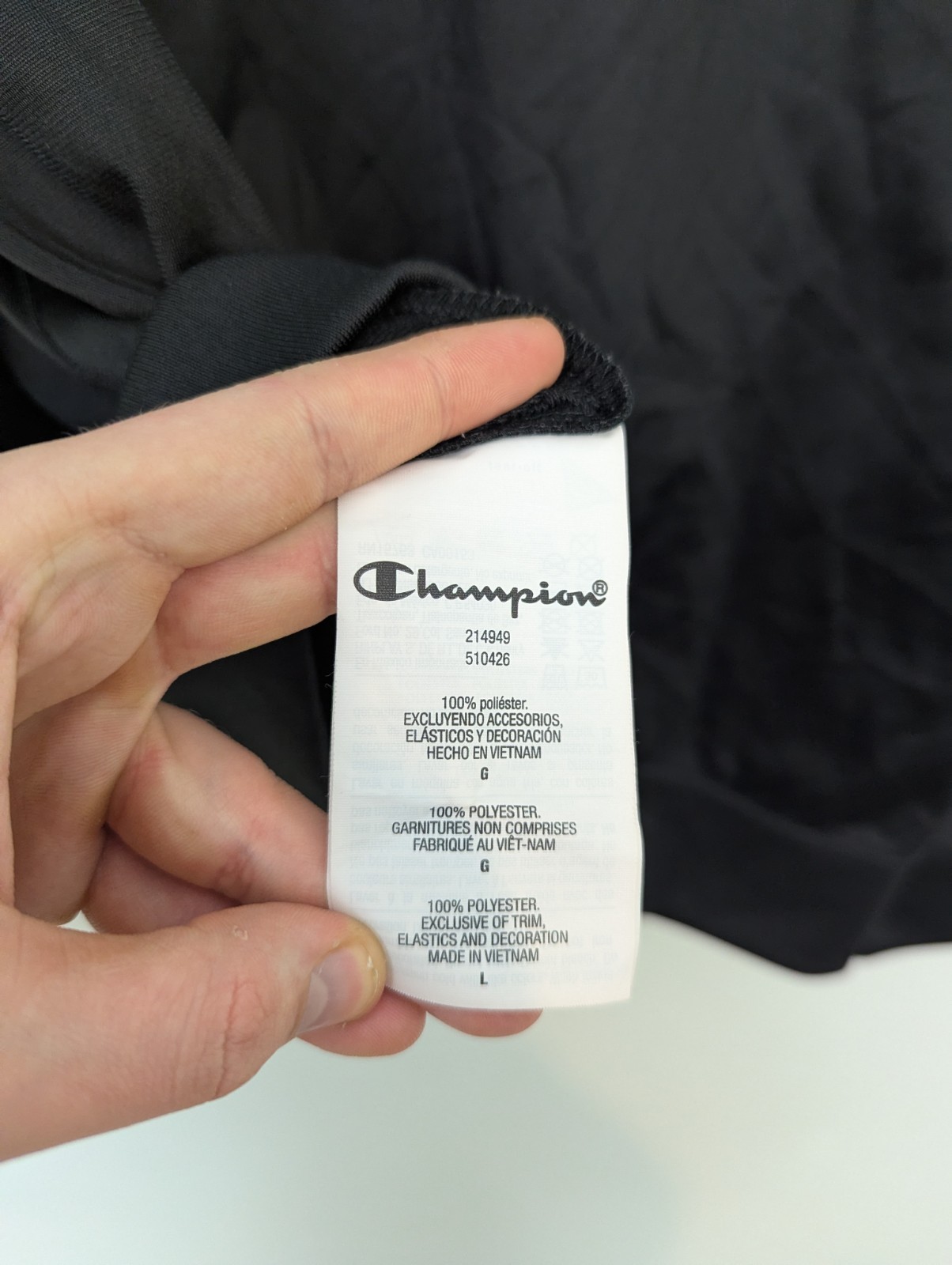 Champion Track Jacket - Size Large - Black - Full Zip - Tape Sleeves