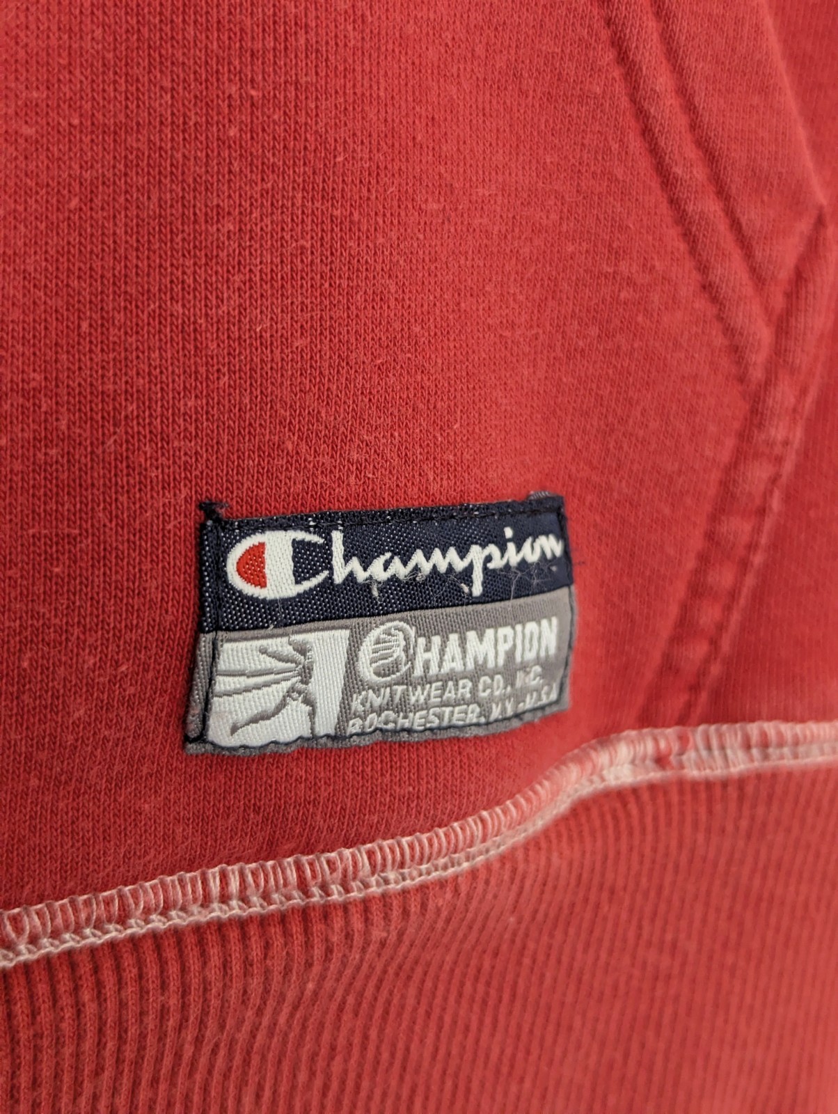 Champion Vintage Red Zip Hoodie - Spell Out - Size Xl