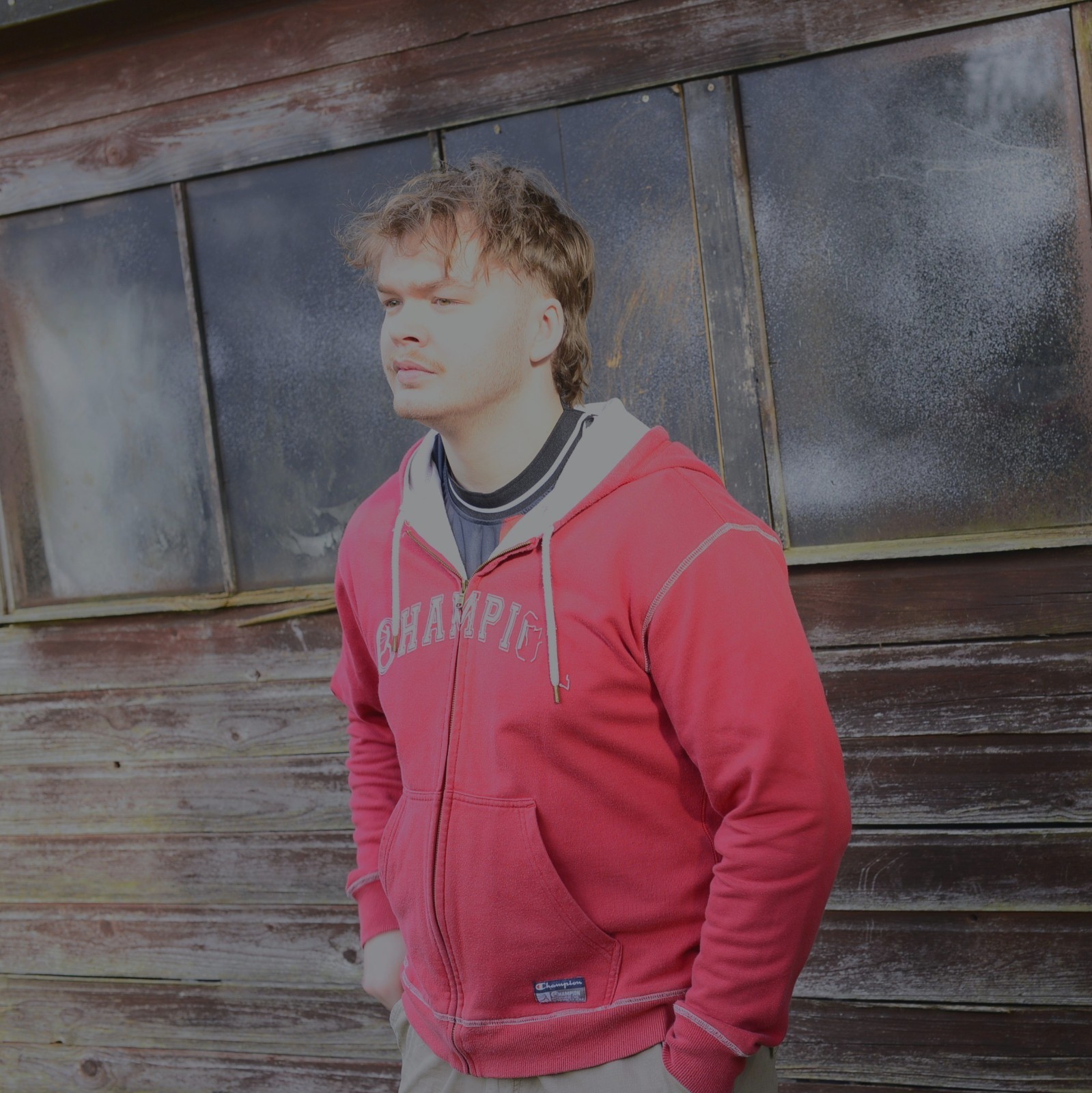 Champion Vintage Red Zip Hoodie - Spell Out - Size Xl