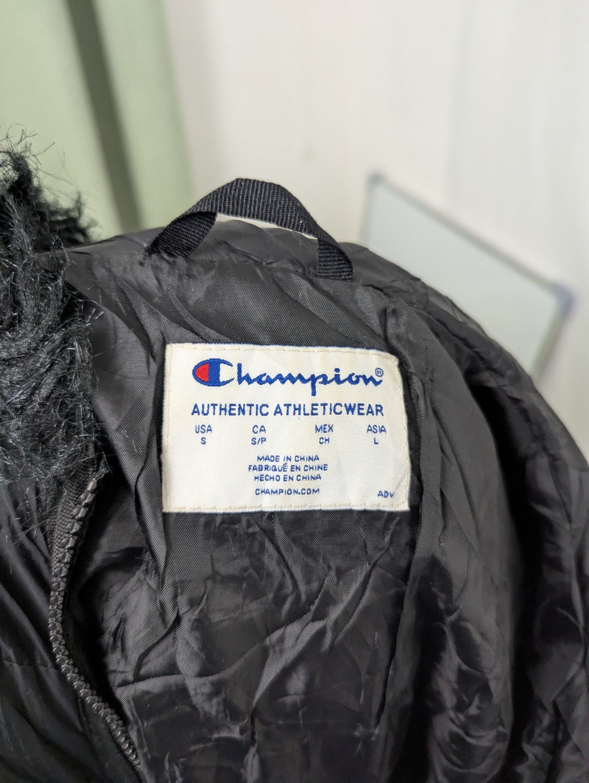 Champion Women’s Longline Puffer Coat – Black – Size S – Faux Fur Hood