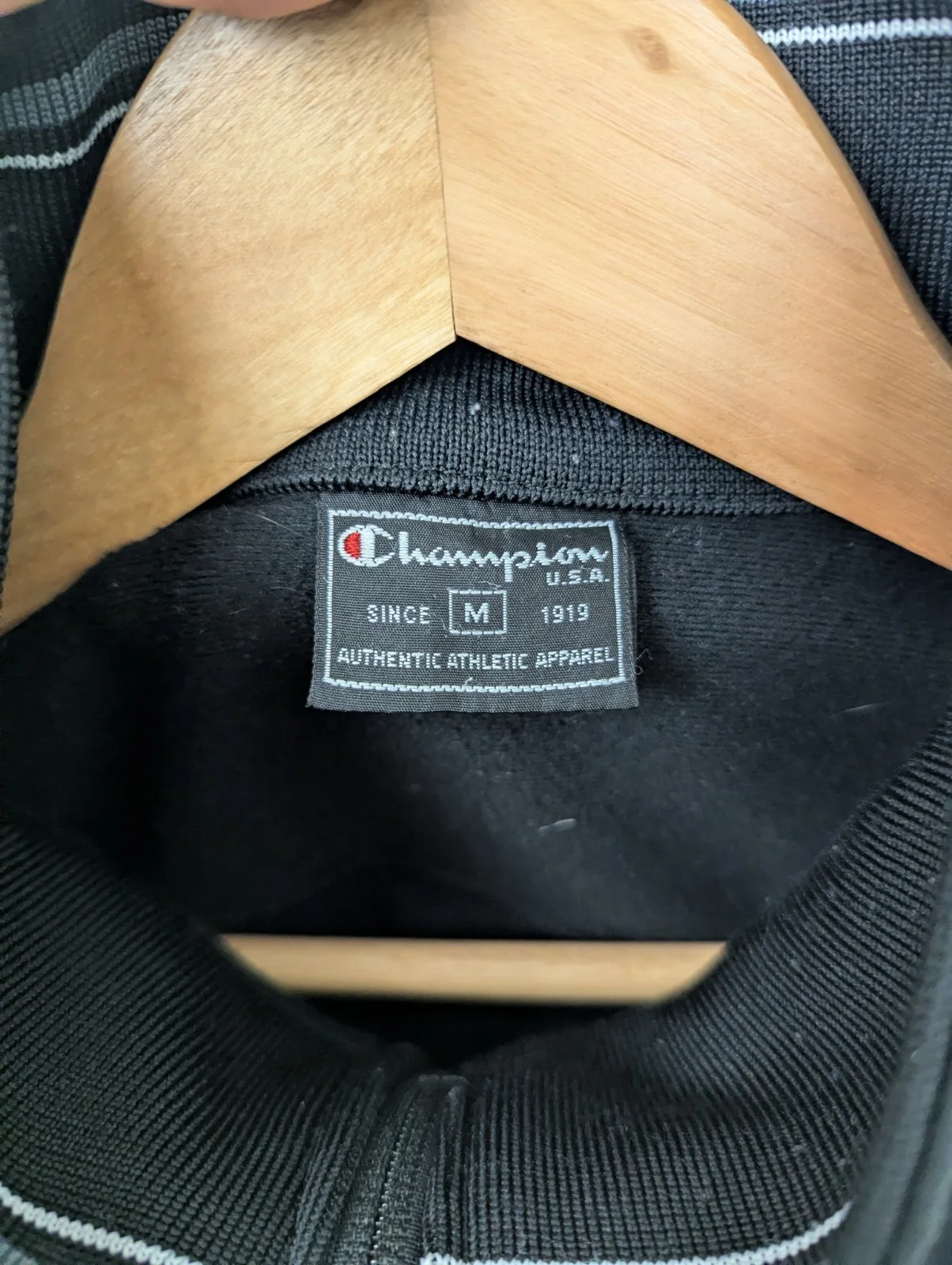 Champion Zip Up Track Jacket - Black - Size Medium