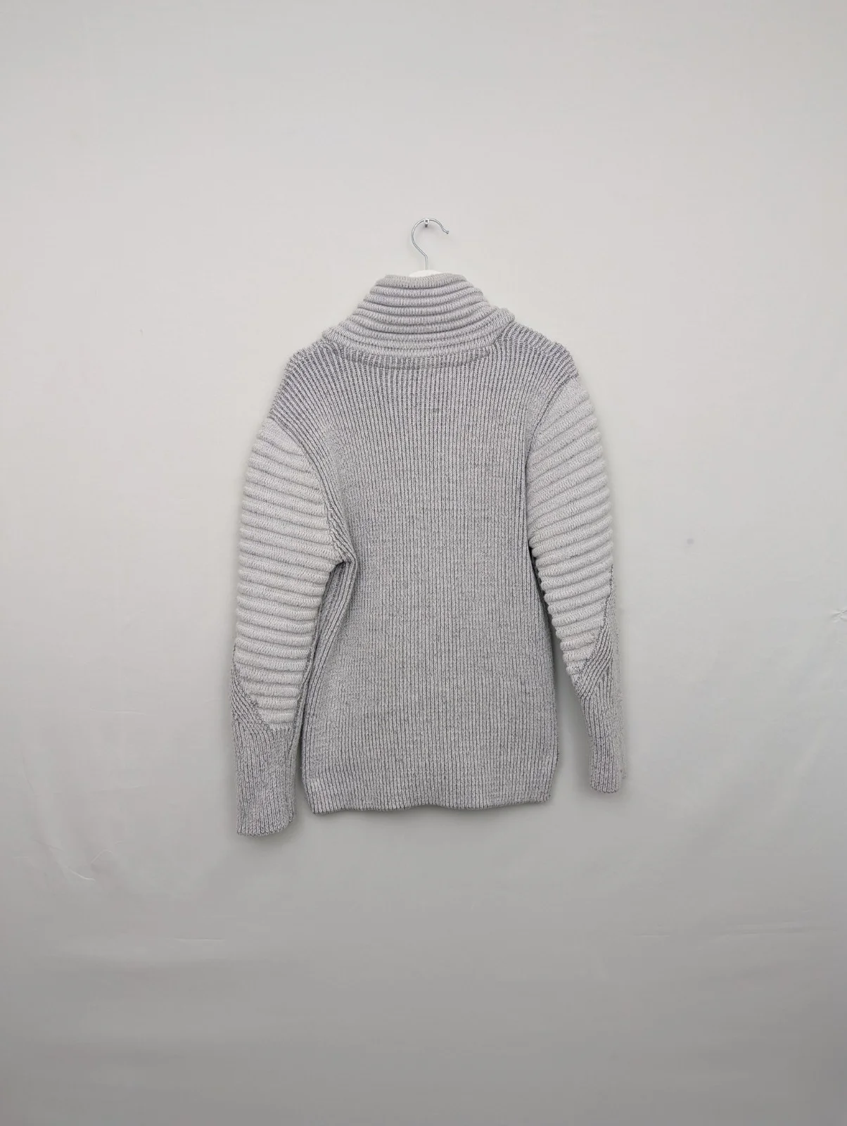 Cipo & Baxx Y2k Chunky Knit Biker Jumper - Grey - Size Xl