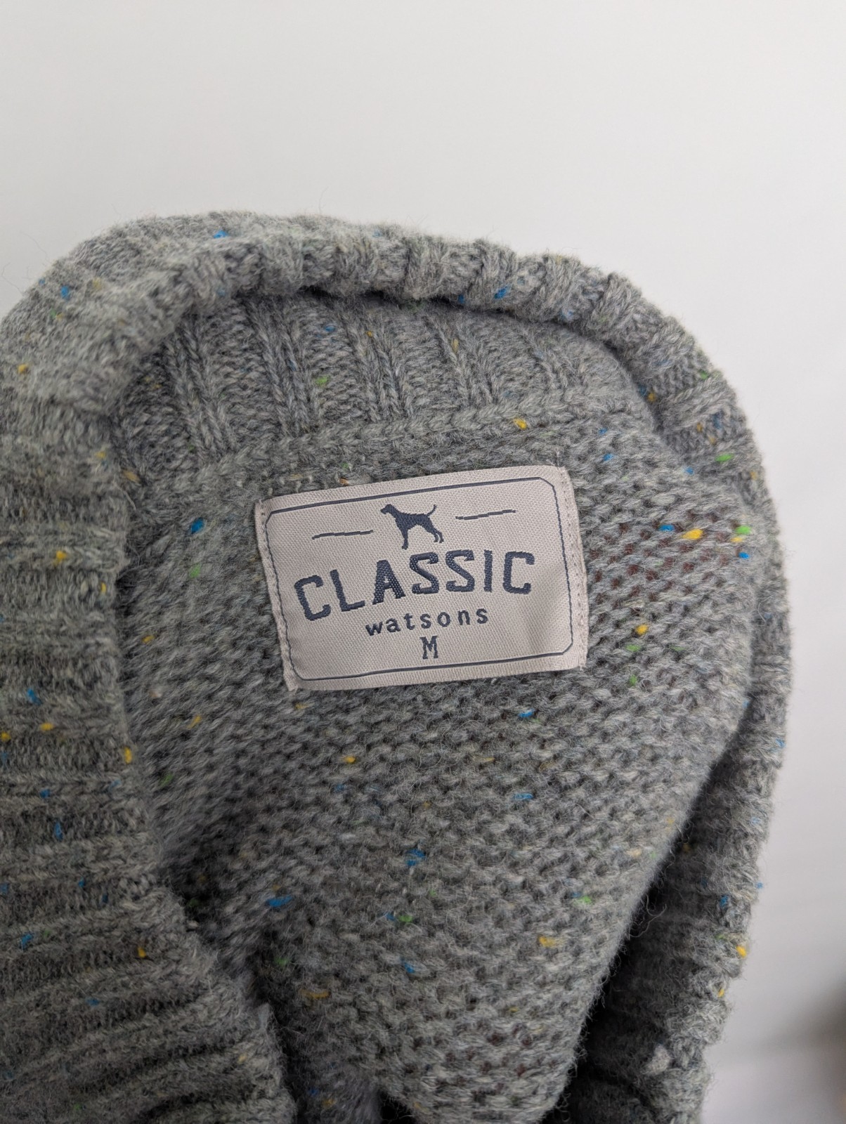 Classic Watsons Mens Grey Fleck Knit Jumper - Size M