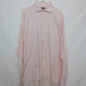 Crombie Men’s Formal Shirt – Pale Pink Herringbone – Size 17” Collar (xl)