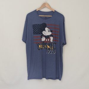 Disney Mickey Mouse T Shirt - Blue Graphic Classic 1928 Usa Flag Tee - Size Xl