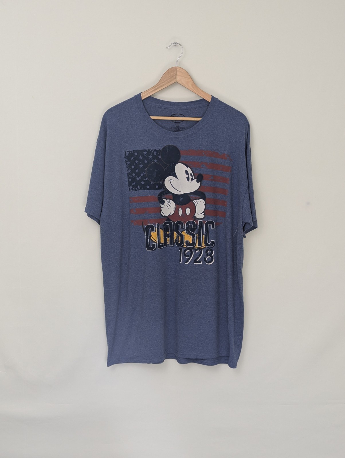 Disney Mickey Mouse T Shirt - Blue Graphic Classic 1928 Usa Flag Tee - Size Xl