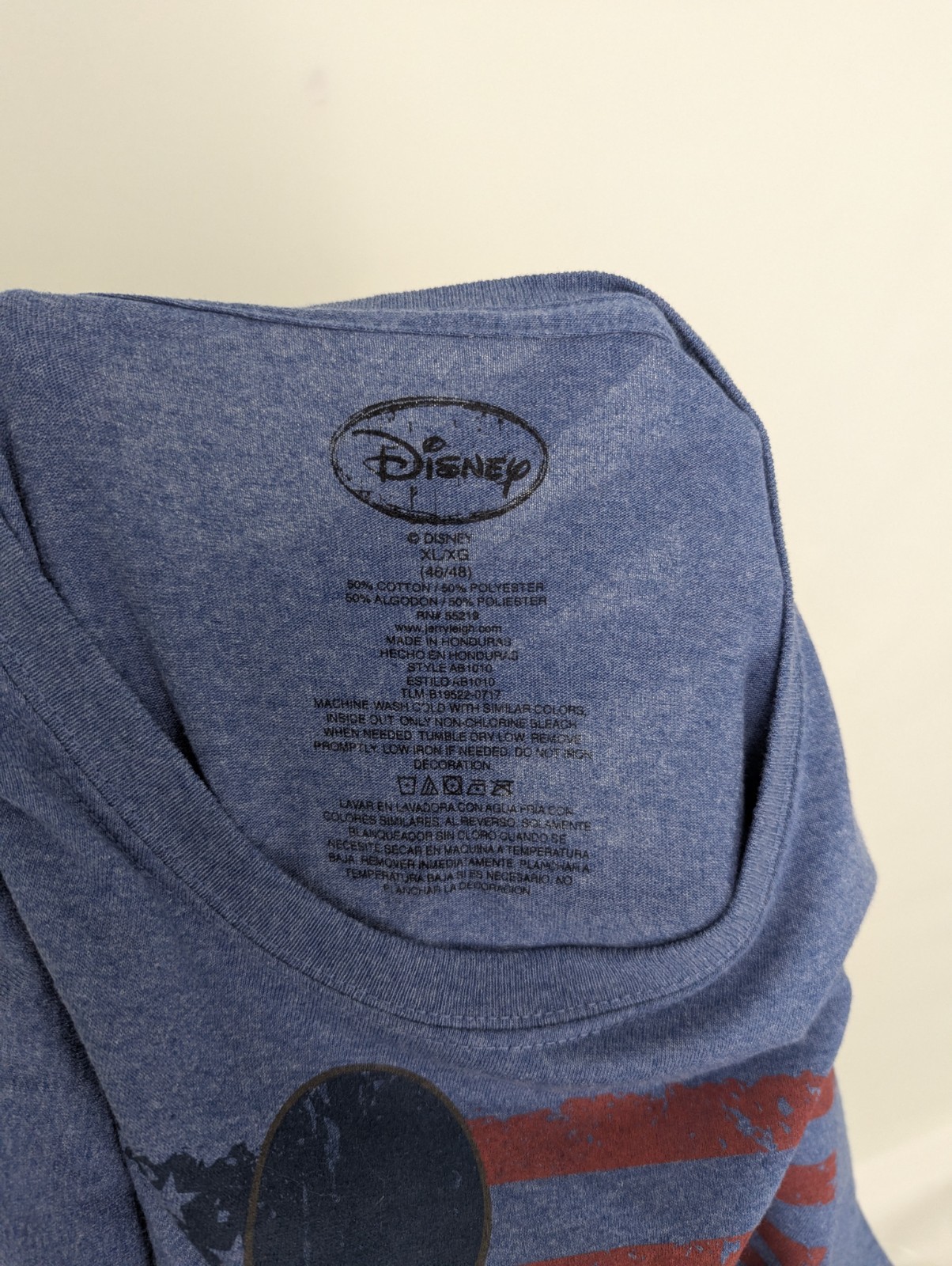 Disney Mickey Mouse T Shirt - Blue Graphic Classic 1928 Usa Flag Tee - Size Xl