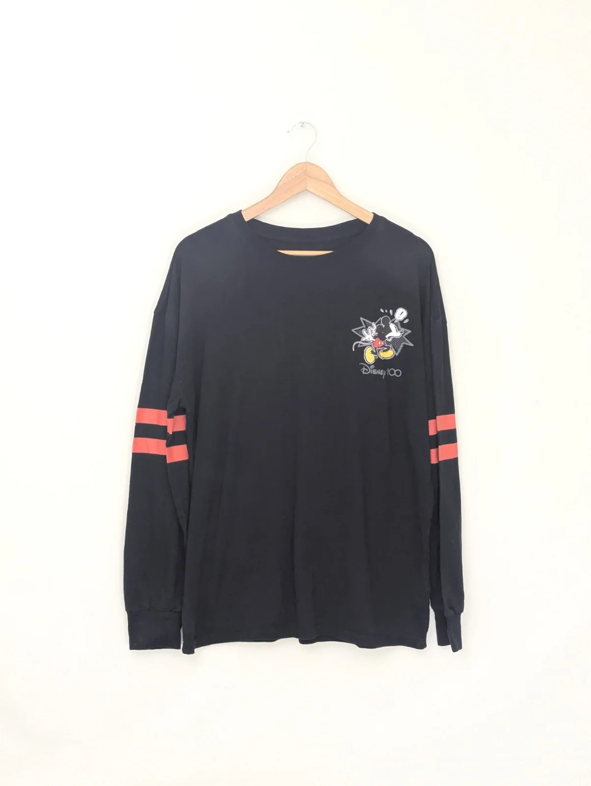 Disney Mickey Mouse Disney 100 Long Sleeve T-shirt - Black/red - Size Xl