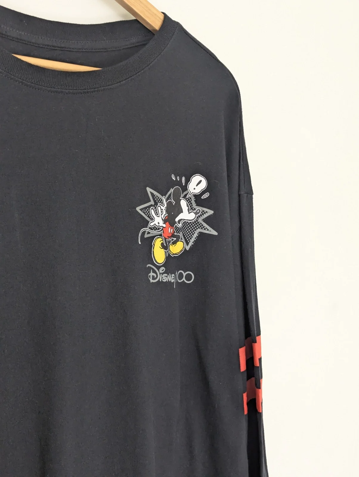 Disney Mickey Mouse Disney 100 Long Sleeve T-shirt - Black/red - Size Xl