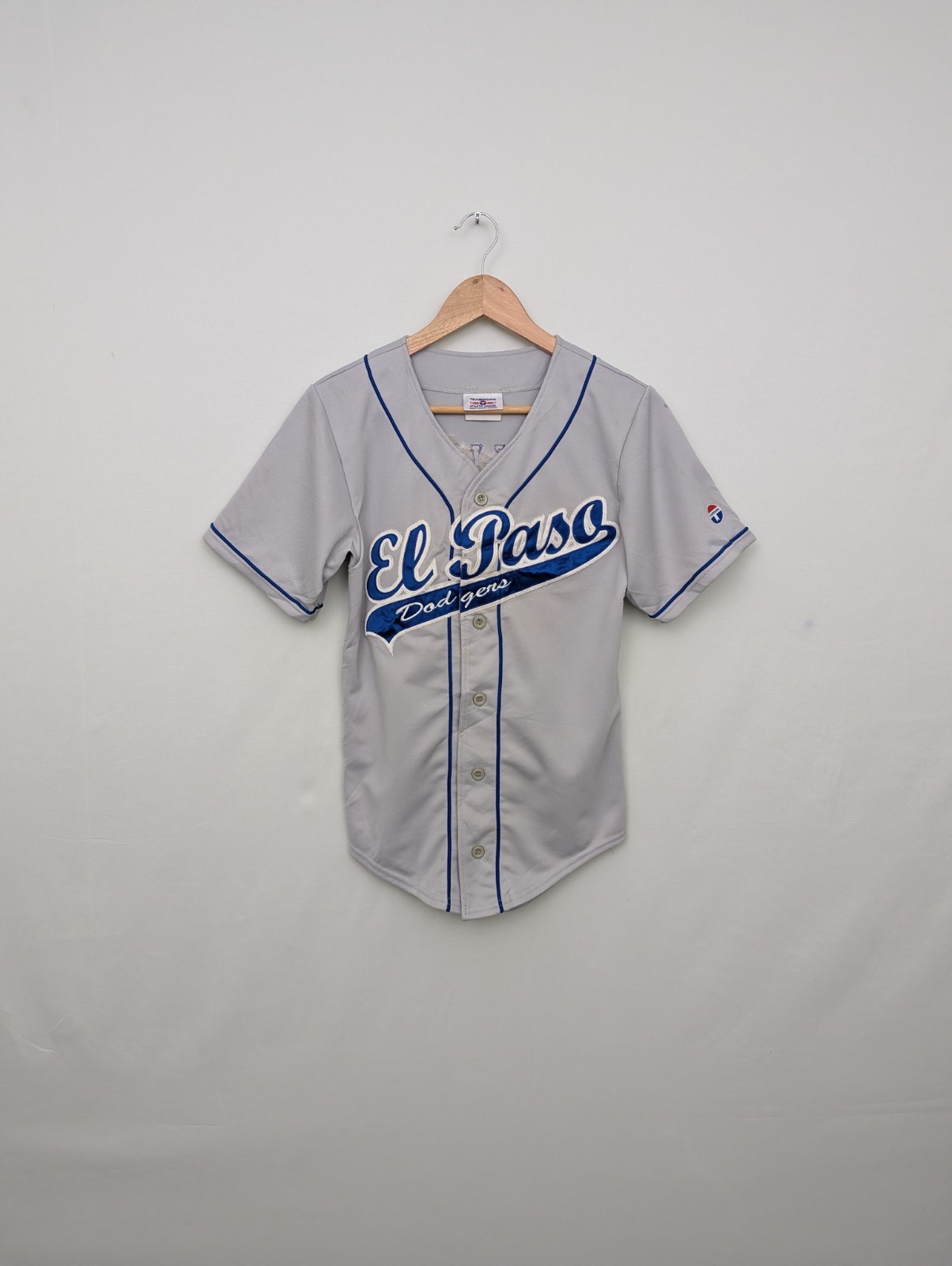 El Paso Dodgers Baseball Jersey - Grey / Blue - Size Medium