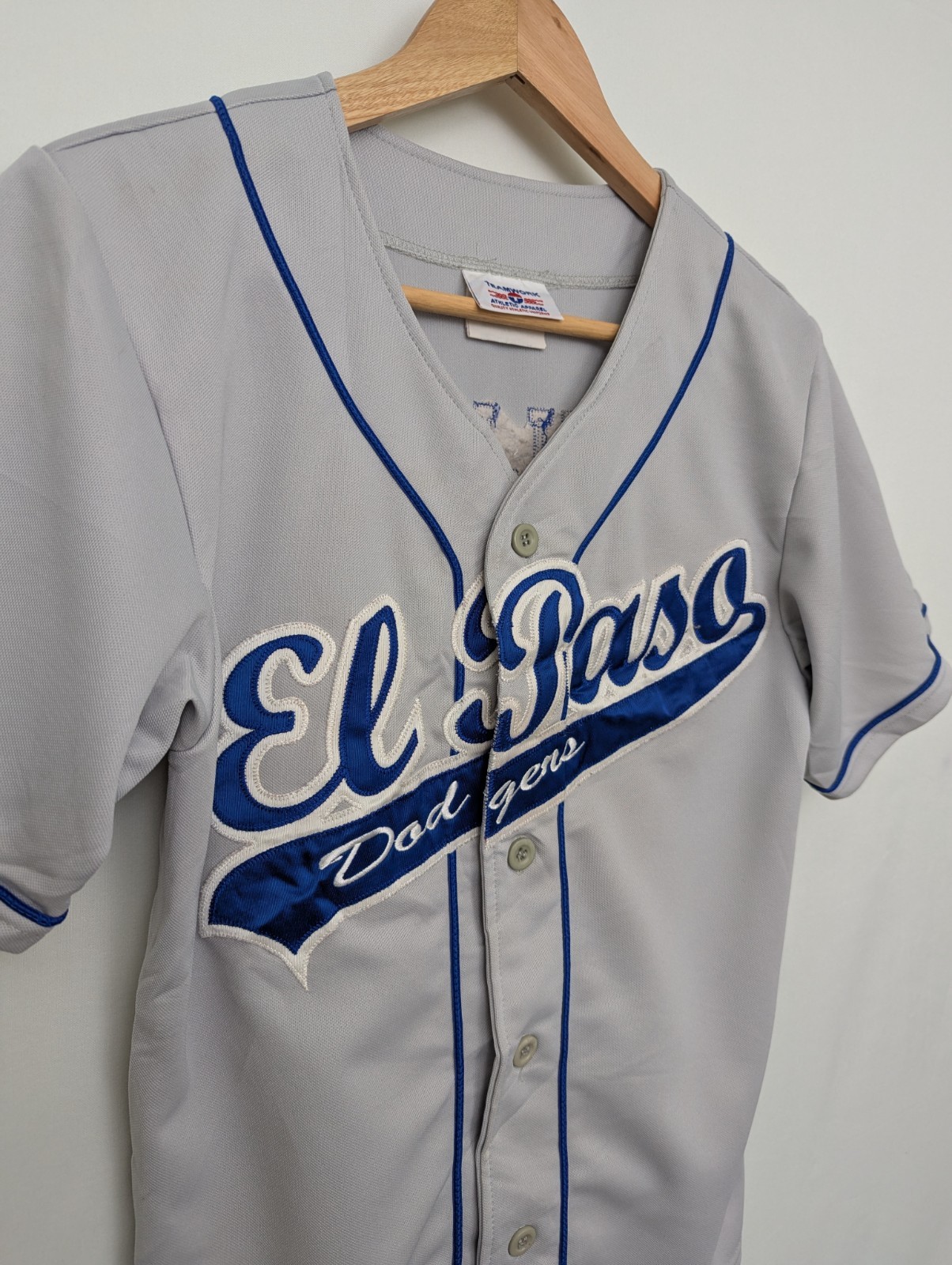 El Paso Dodgers Baseball Jersey - Grey / Blue - Size Medium