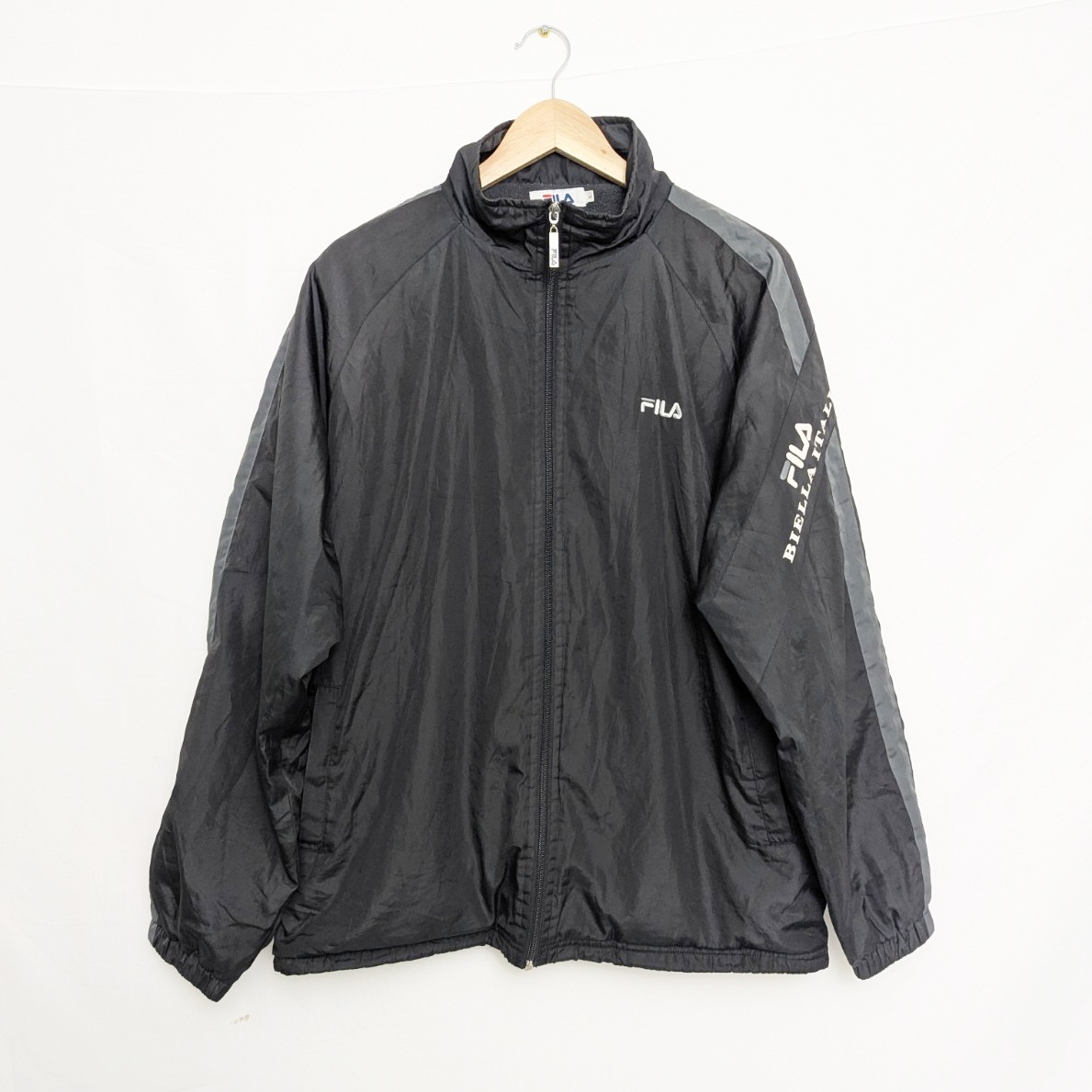 Fila Biella Italia Black Track Jacket Men’s L – Y2k Zip Up - Fleece Lining