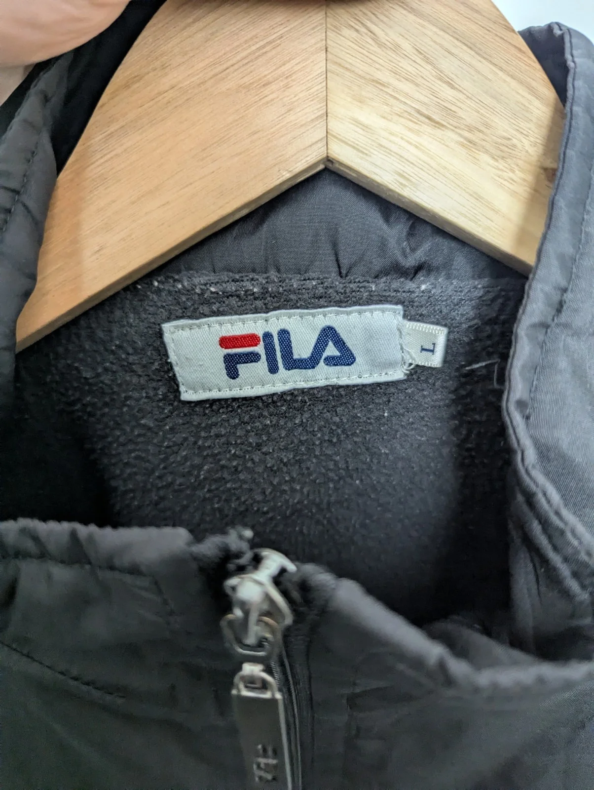 Fila Biella Italia Black Track Jacket Men’s L – Y2k Zip Up - Fleece Lining