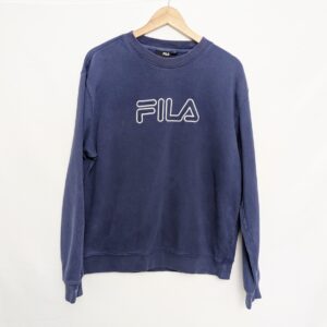 Fila Logo Sweatshirt Navy Men’s M – Outline Spell Out – 2010s Retro Crewneck
