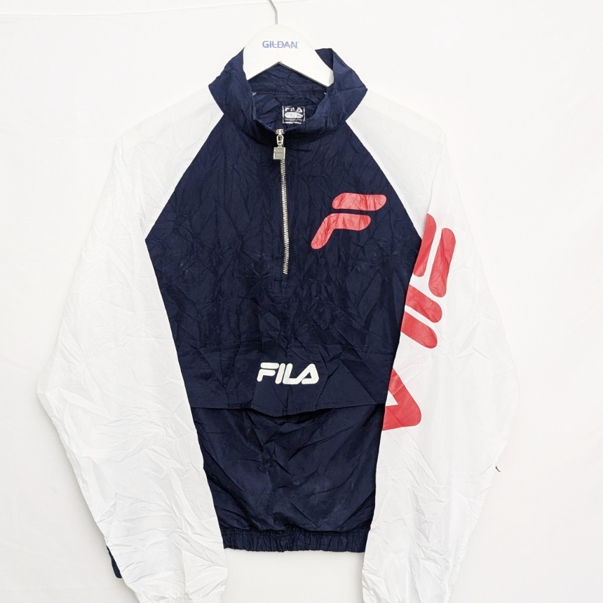 Fila Women’s Retro Windbreaker – Navy/white/red – Uk 14 – 2010s