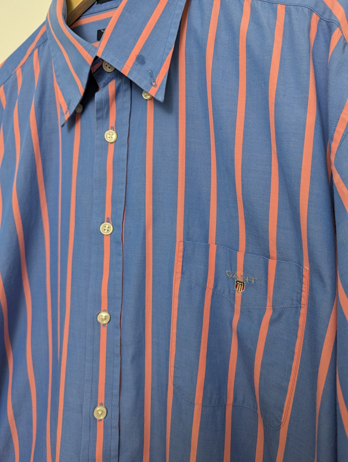 Gant Liberty Bell Poplin Shirt Xl Blue Pink Stripe Regular Fit