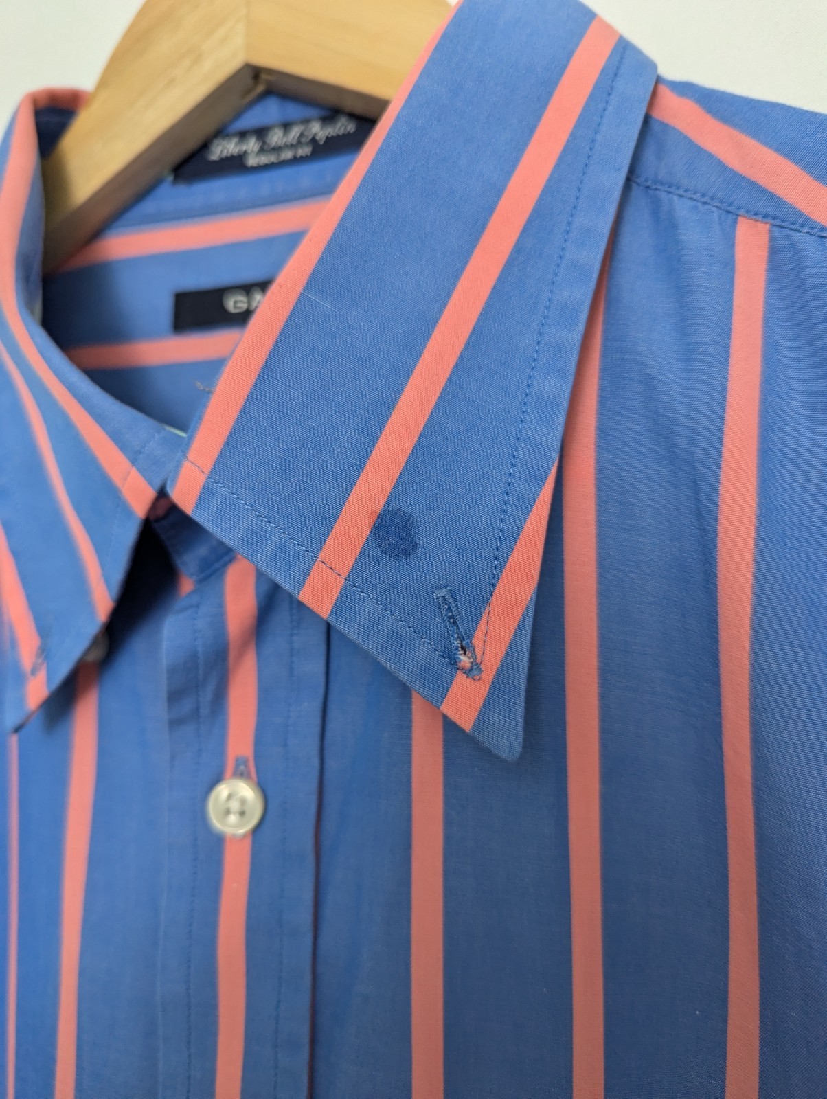 Gant Liberty Bell Poplin Shirt Xl Blue Pink Stripe Regular Fit
