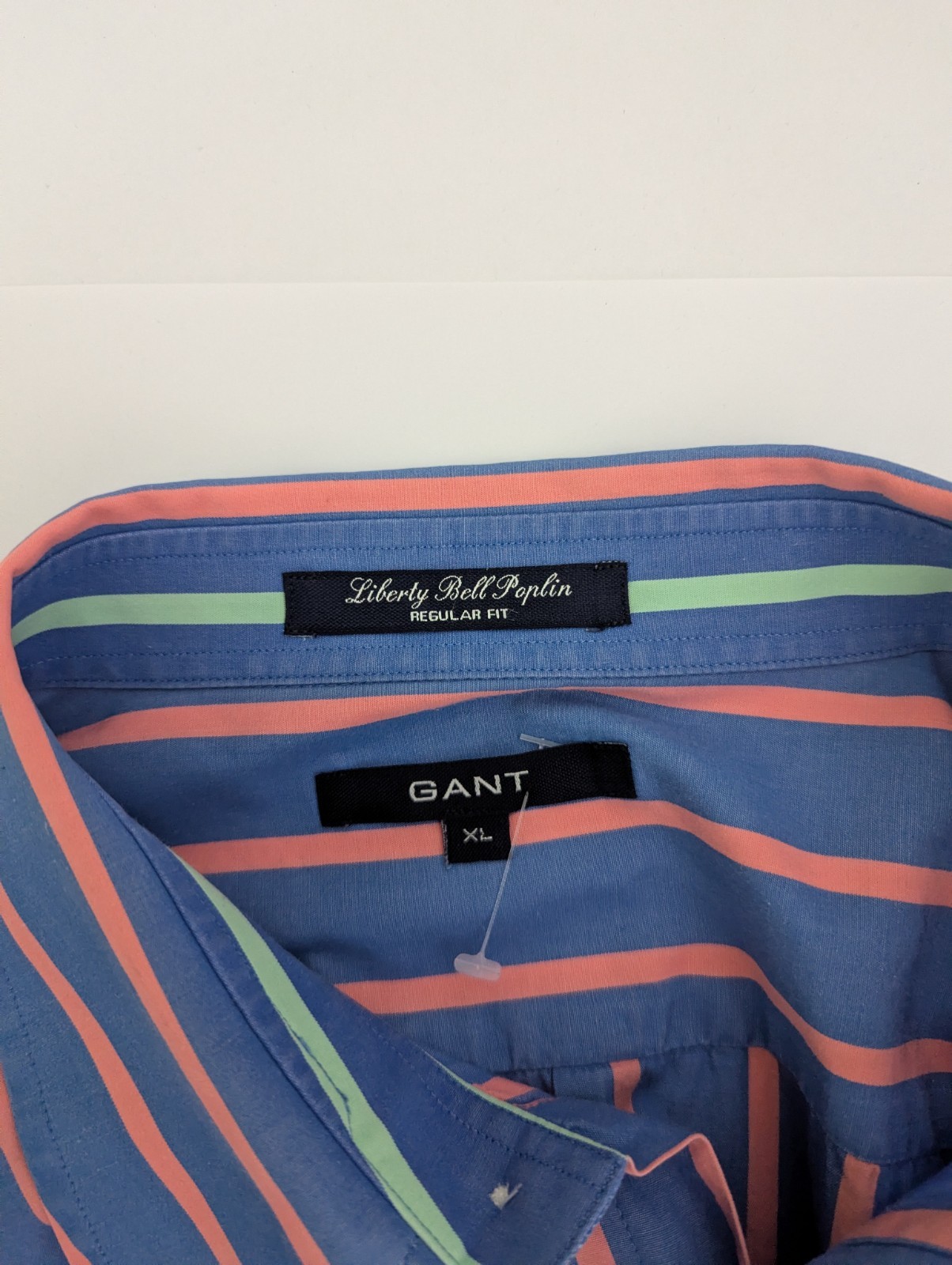 Gant Liberty Bell Poplin Shirt Xl Blue Pink Stripe Regular Fit